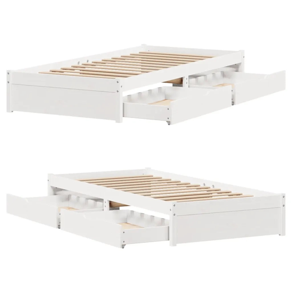 Letto singolo | Letto per adulti | Letto senza Materasso Bianco 75x190 in Legno Massello di Pino