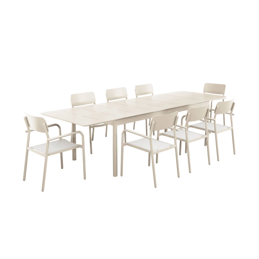 Set tavolo da giardino allungabile in alluminio e textilene con 8