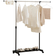 Carrello Stendibiancheria con Ruote e Scaffale Scarpe ¨C Zephmum ¨C 159x42x168 cm Nero Argento
