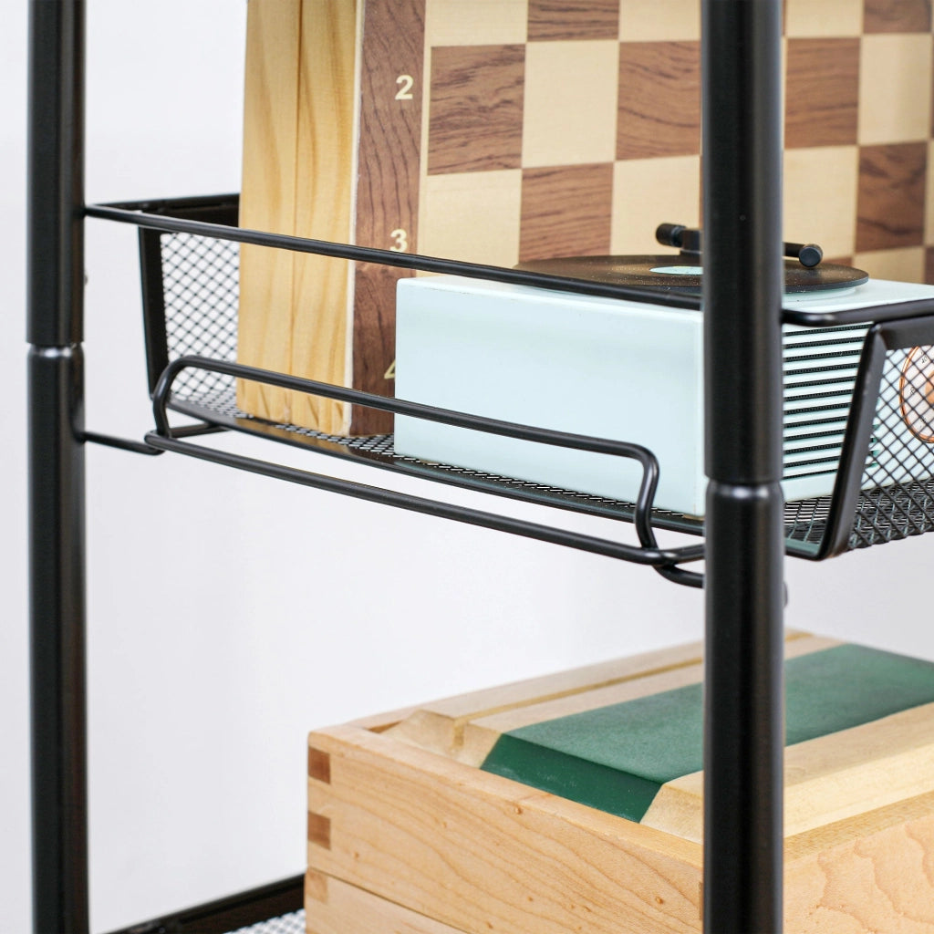 Carrello da Cucina a 4 Ripiani 45x26,5x84 cm in Acciaio e Polipropilene Nero