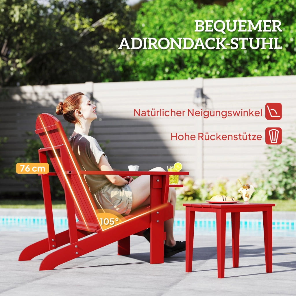 Sedia da giardino Andirondack Poltrona da giardino Poltrona da giardino; 72 cm x 97 cm x 92 cm; Rossa