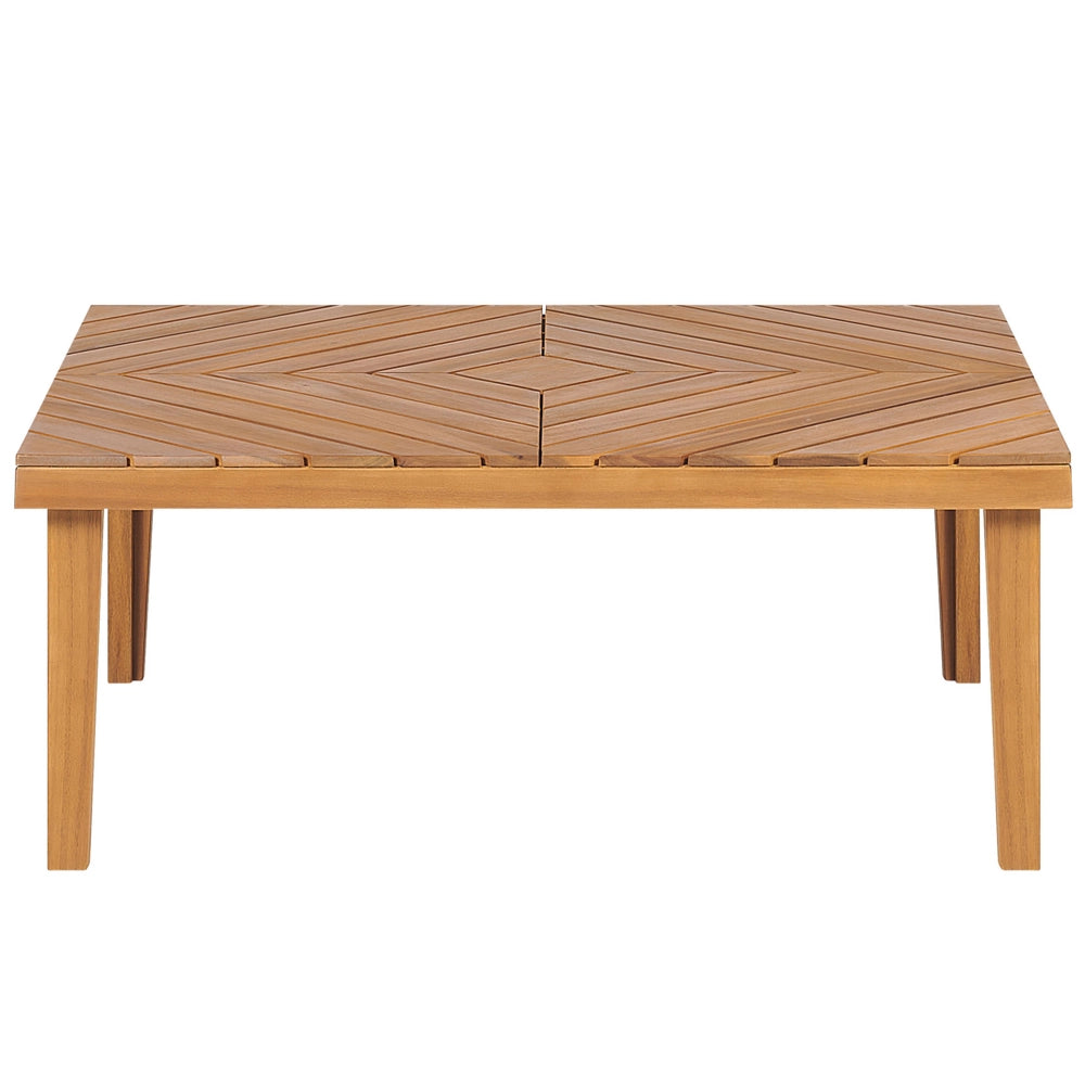 Set divani da giardino in legno di acacia cuscini beige chiaro 4 posti con tavolino design moderno set conversazione per esterni