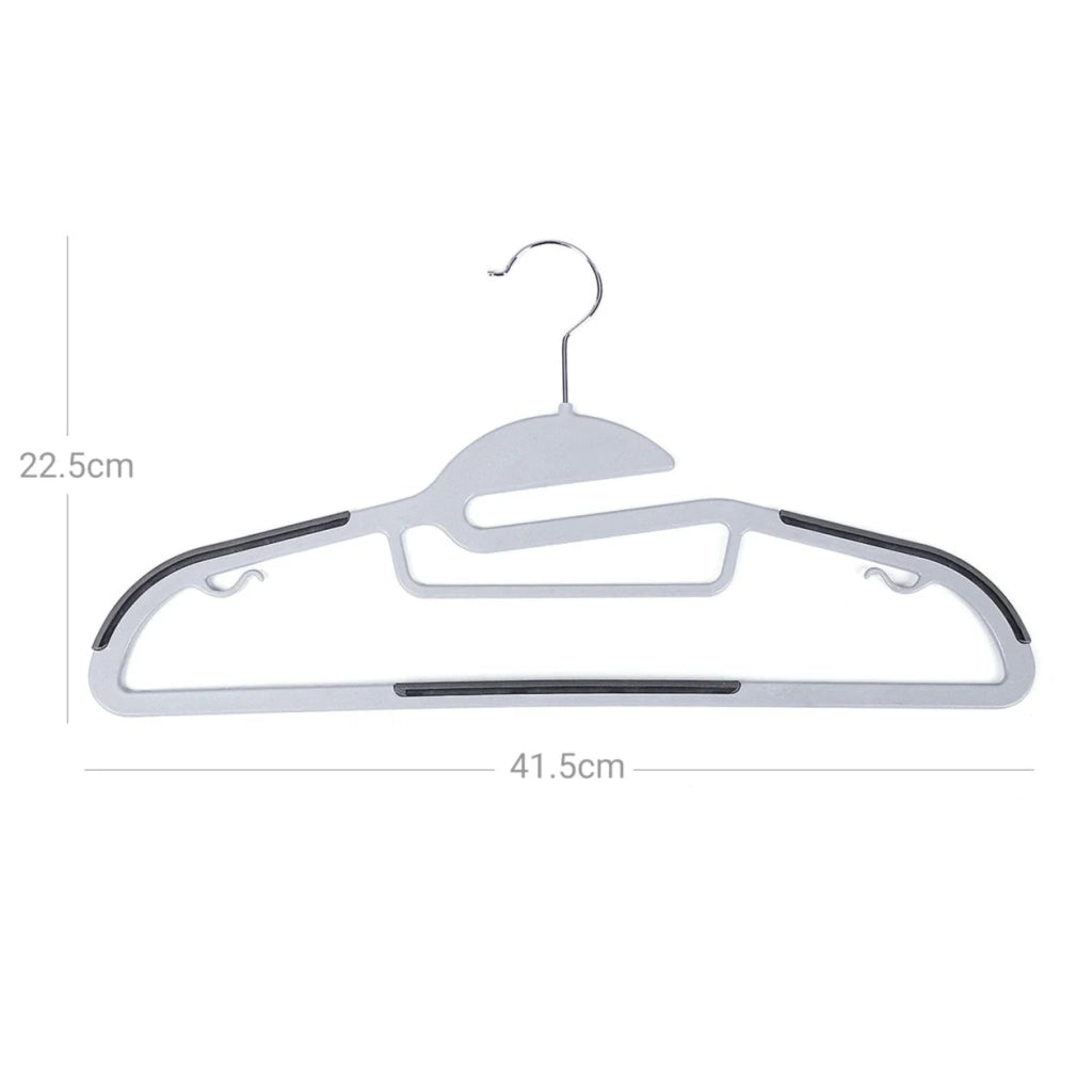Set di 20 grucce multifunzionali antiscivolo e resistenti in plastica lunghe 415 cm grigie 12_0006279