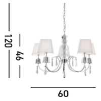 Lampadario Contemporaneo Portico Acciaio Cromo Vetro 5 Luci G9