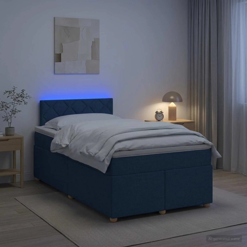 Letto box spring con materasso Blu 120 x 200 cm Tessuto 3452407