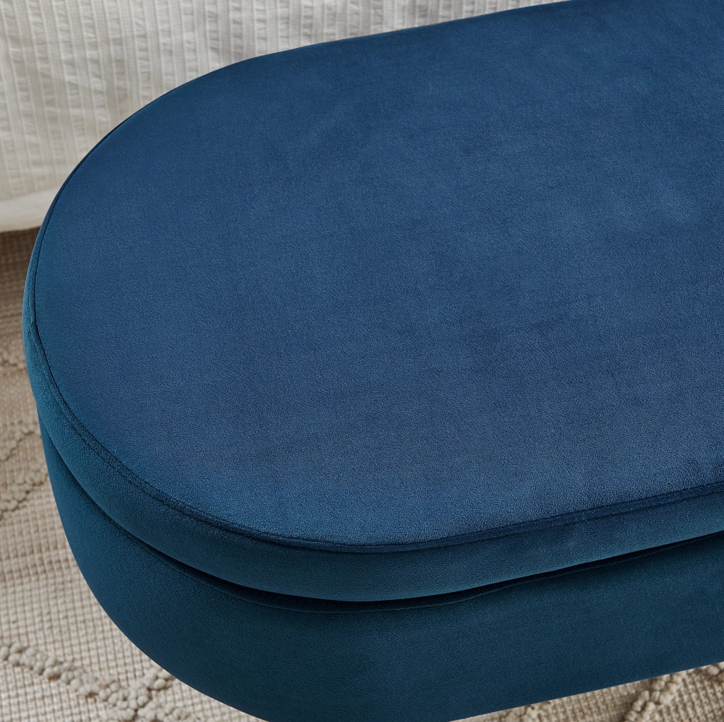 Panca contenitore in velluto blu scuro con vano da 20 L