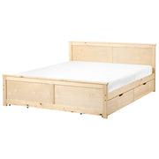 Letto con 4 cassetti in legno di pino naturale e MDF di betulla 160 x 200 cm con testiera in stile scandinavo