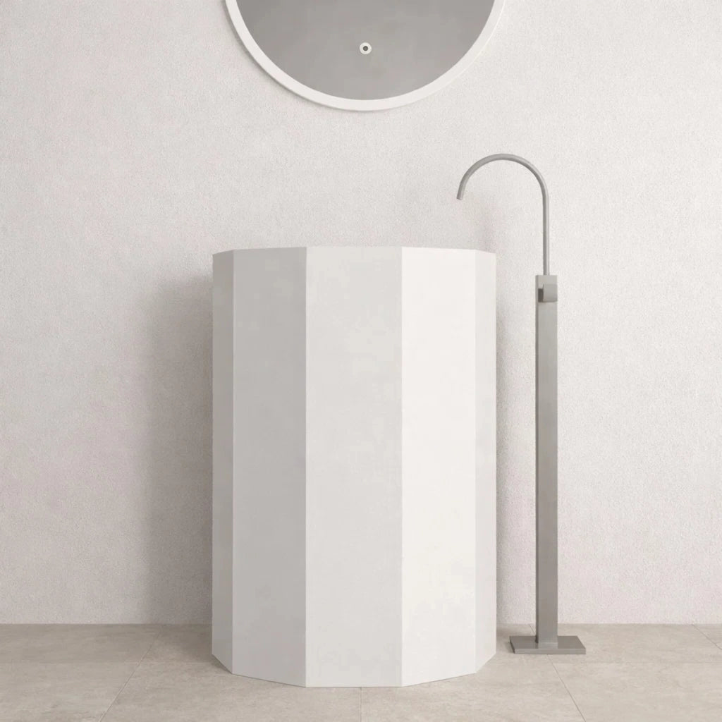 Lavabo da centro stanza erik in artificial stone free standing bianco opaco *** confezione 1