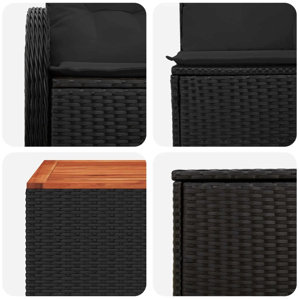 Set di divani 6 pz Nero Rattan sintetico e Acciaio 3447127