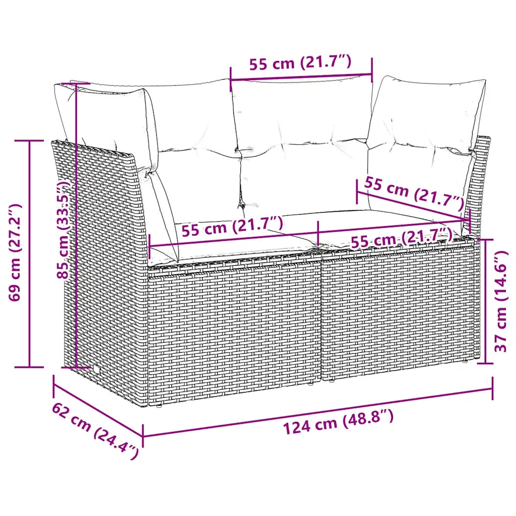 vidaXL Divano da Giardino con Cuscini 2 Posti Grigio Chiaro Polyrattan