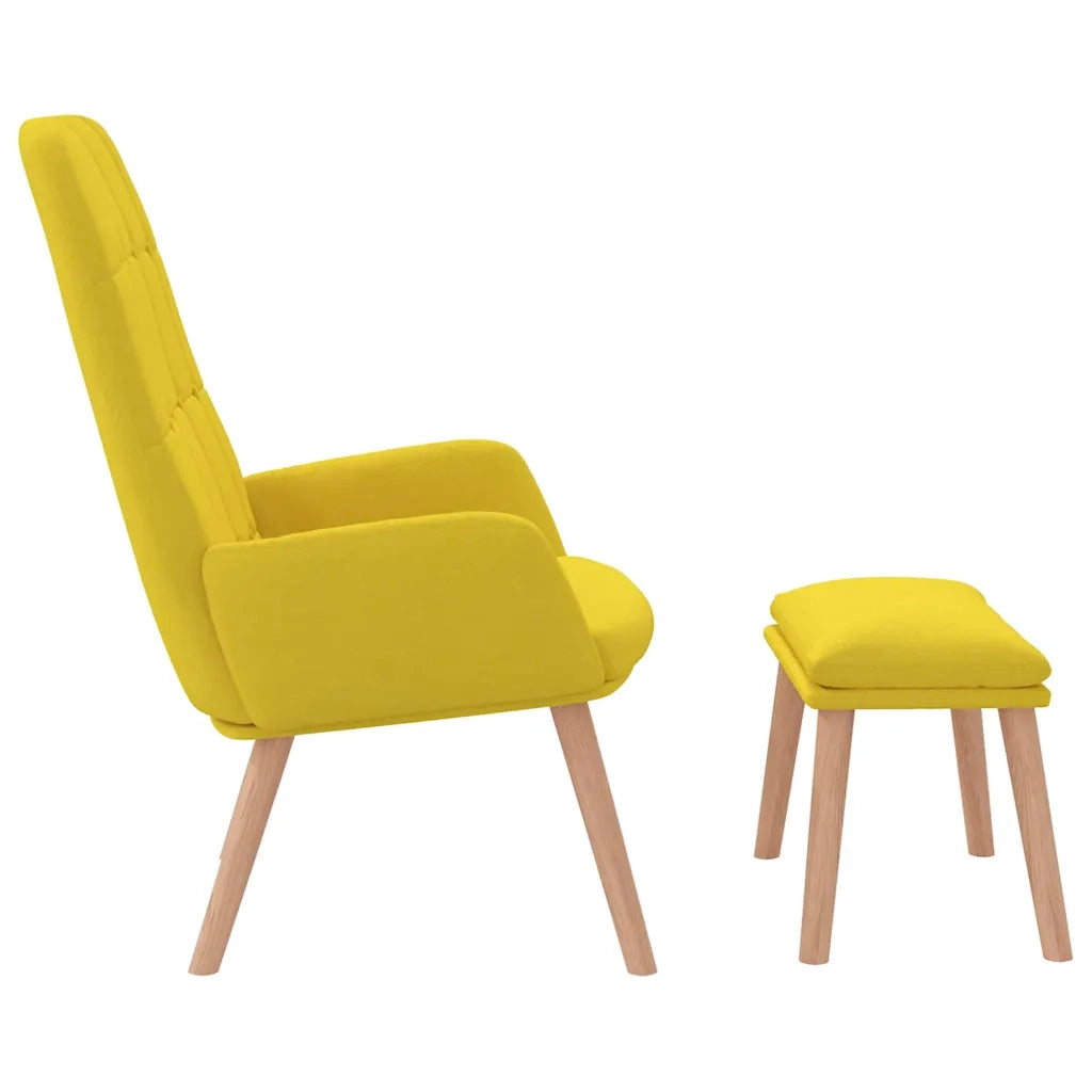 Sedia Relax con Poggiapiedi Giallo Chiaro in Tessuto 3315154