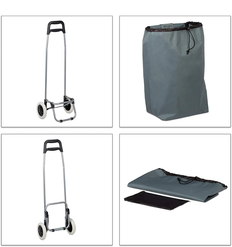 Carrello della spesa pieghevole con borsa rimovibile 28 litri carrello della spesa con ruote grigio 13_0000707