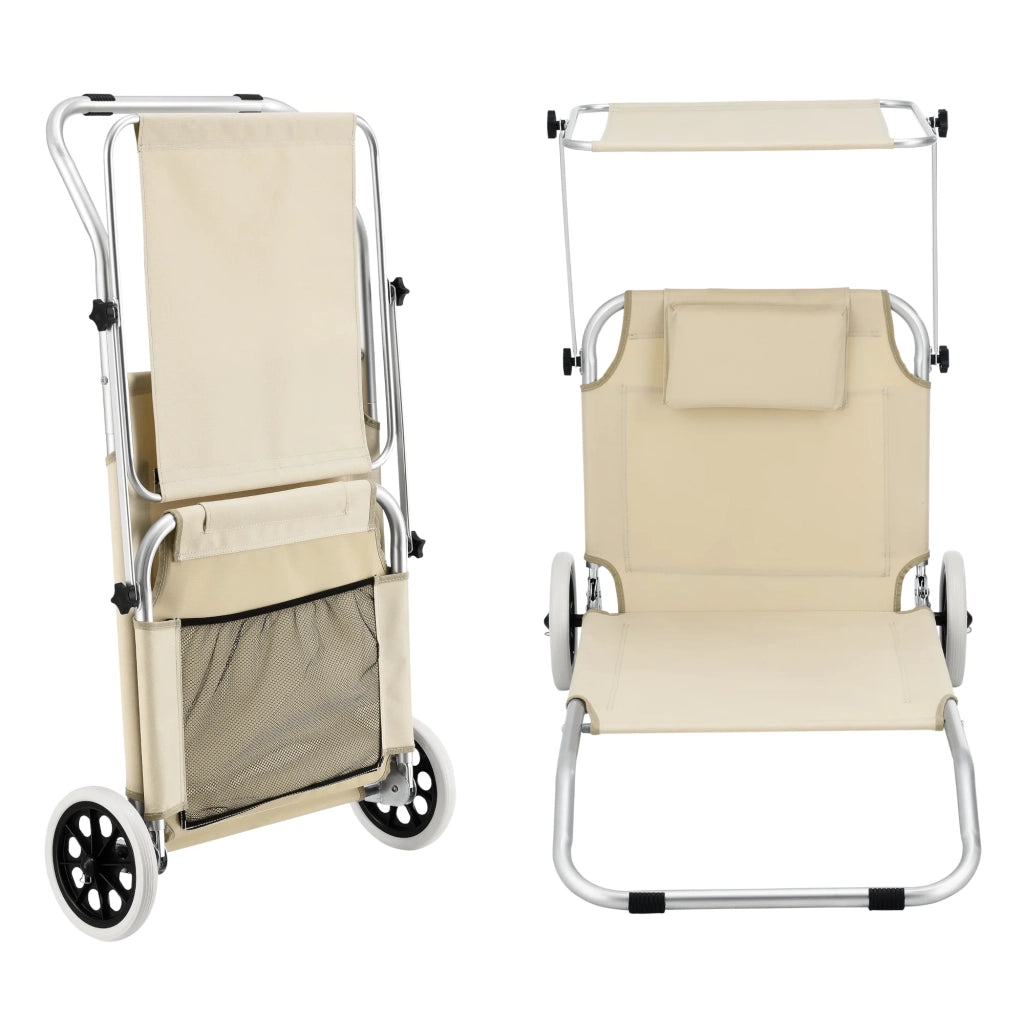 Lettino prendisole con ruote alluminio poliestere beige argento opaco 03_0006420