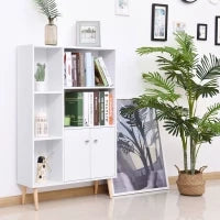 Mobiletto Libreria con Piedini in Legno di Pino Bianco 80x23.5x123cm