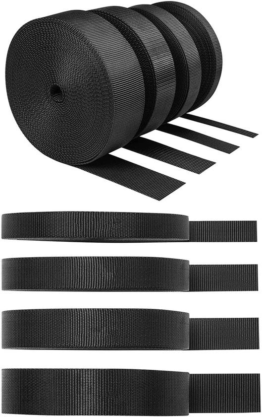 Cintura in nylon - Qualità robusta - Nero - 10 metri - Adatto per fai da te stesso - Ideale per cintura di bagaglia e guinzaglio per animali