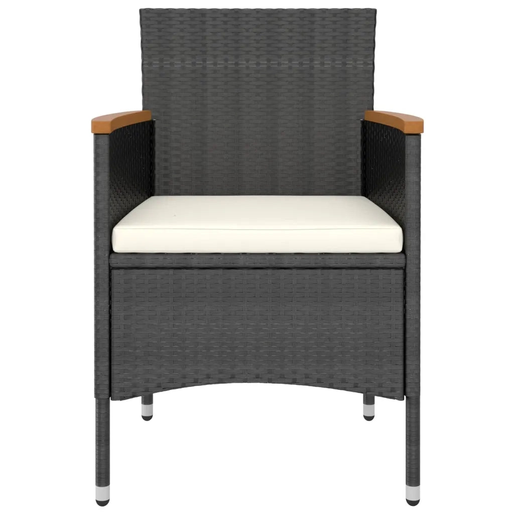Set da Bistrot per Giardino 5pz Polyrattan Vetro Temperato Nero 3058394