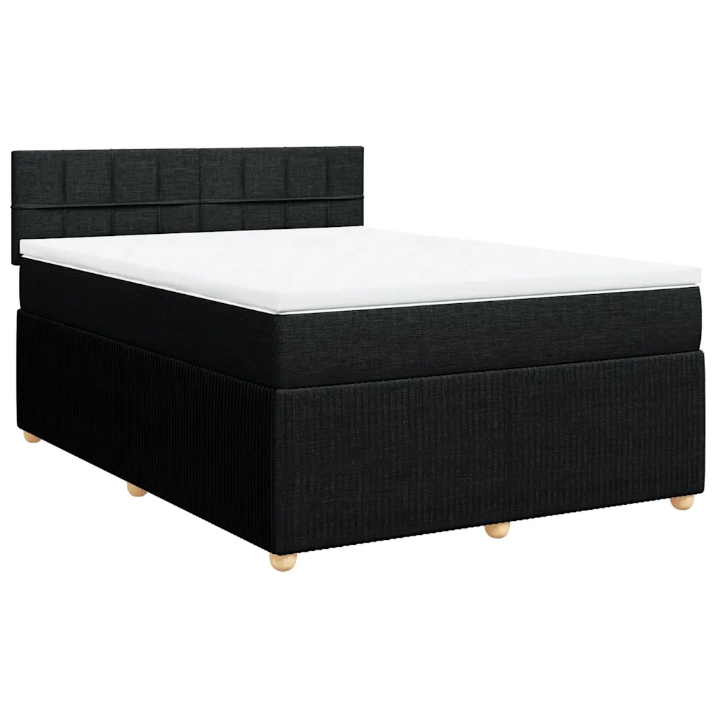 Giroletto a Molle con Materasso Nero 140x190 cm in Tessuto