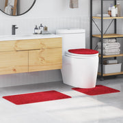 Set di tappetini da bagno 3 pezzi rossi in polipropilene antiscivolo