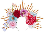 Fantasia di Fiori Handicraft - Copricapo Fantasioso - Fiori Colorati - Stelle - Cosplay/Festival - Dimensioni 337x254x35 mm - Cintura Capelluta