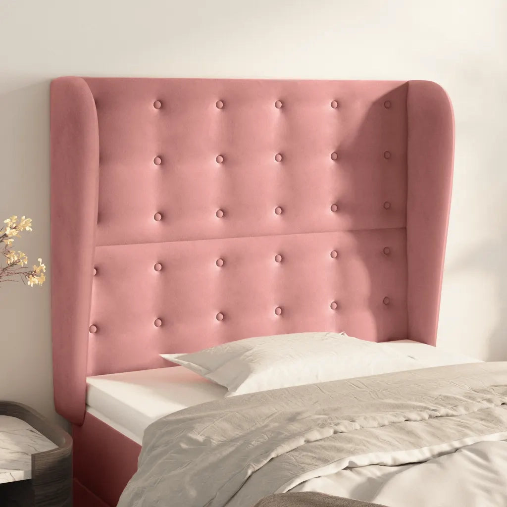 Testiera ad Orecchio-Testata con Orecchie Rosa 103x23x118/128 cm in Velluto 193871