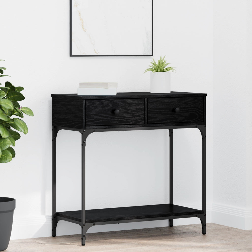 Tavolino Console Rovere Nero 75x34.5x75 cm Legno Ingegnerizzato