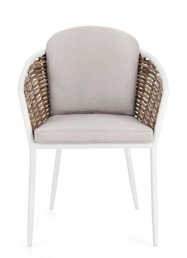 Set 4 Sedie 63x63x79,5h cm con Braccioli e Cuscini Maribela Bianco