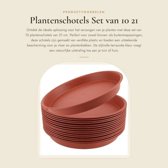 Set di contenitori per piante da 10 a 21 cm - Materiale plastico spesso - Bacini per innaffiare - Per uso interno/esterno - Materiale duraturo