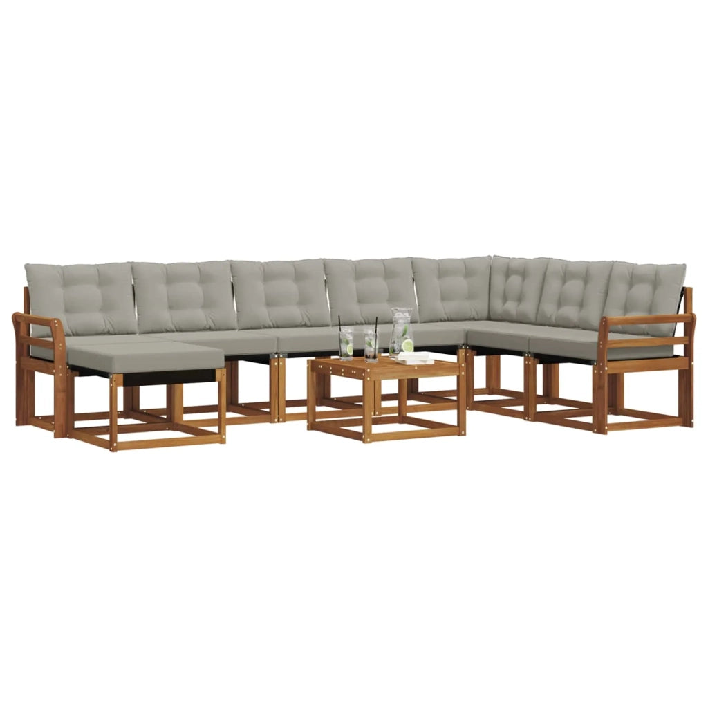 Set di divani da esterno 9 pcs Grigio Naturale e Chiaro 3368978