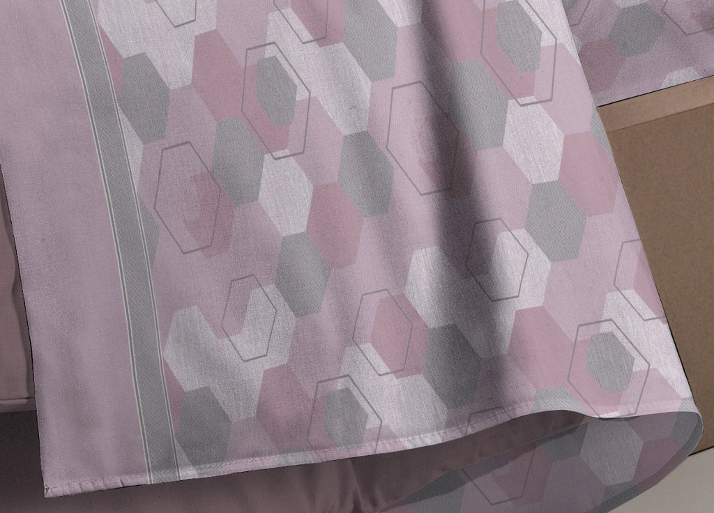 Completo Lenzuola Letto Calda Flanella 100% Cotone Disegno Bologna - Piazza E Mezza - Rosa