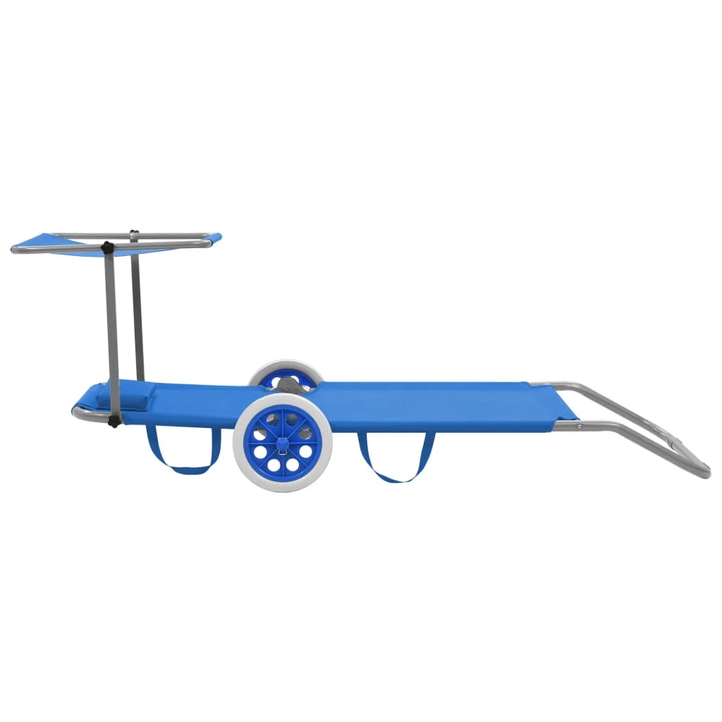 Sdraio sedia a sdraio lettino da giardino prendisole terrazza mobile da esterno pieghevole con tendalino e ruote in acciaio blu 02_0012823