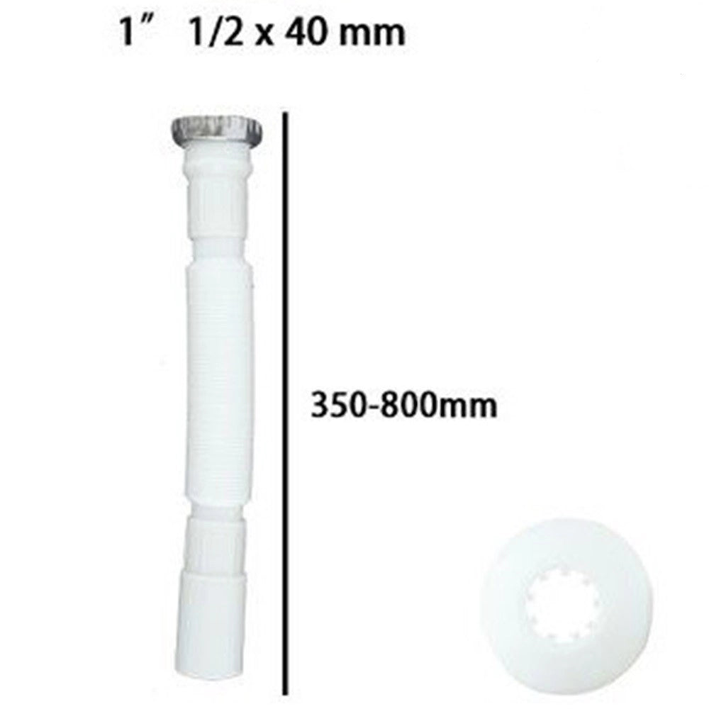 Trade Shop - Canotto Tubo Scarico Flessibile Estensibile Con Testa Metallo 1" 1/2 40 Mm 59951 -