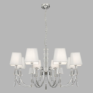 Lampadario Contemporaneo Portico Acciaio Cromo Vetro 8 Luci G9