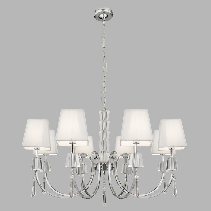 Lampadario Contemporaneo Portico Acciaio Cromo Vetro 8 Luci G9