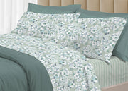 Completo Lenzuola Letto 100% Cotone Italy 3027 Disegno Indie - Piazza E Mezza - Verde