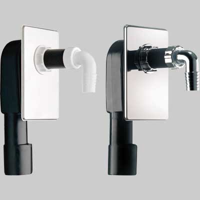 SIFONE A INCASSO PER LAVATRICE ISPEZIONABILE 1 X Ø40/50  Piastra Inox Cromata - 1 pezzi - Idroweb