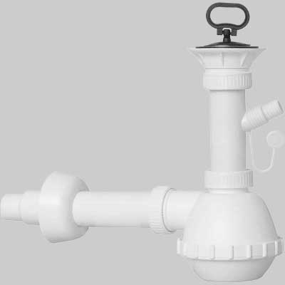 SIFONE PER LAVELLO A FIASCA A 1 VIA CON PILETTA E ATTACCO LAVATRICE  11/2 x Ø32/40 mm - 1 pezzi - Idroweb