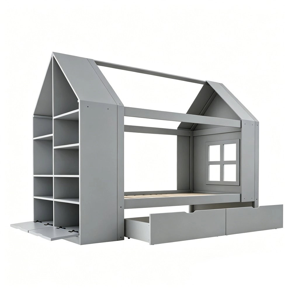 Letto per bambini con cassetti LED ¨C Minimal ¨C grigio 90x200cm