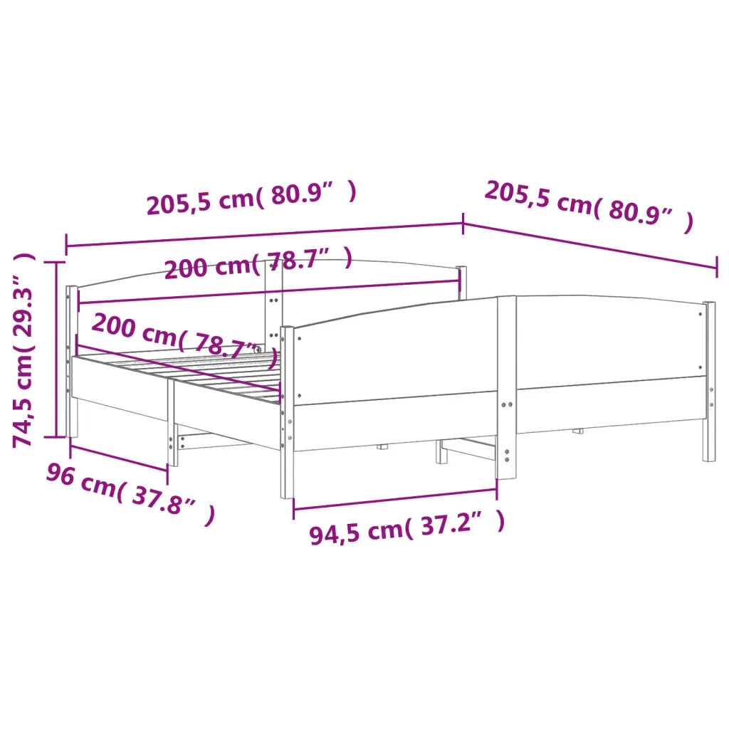 Letto matrimoniale | Letto per adulti | Giroletto senza Materasso Marrone Cera 200x200 cm Legno di Pino