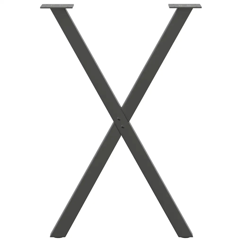 Gambe per tavolo da pranzo a forma di X 2 pz Antracite 50x(72-73) cm Acciaio 4012910