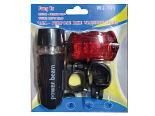 LUCE ANTERIORE E POSTERIORE A 5 LED PER BICICLETTA- - cm.10 anteriore - cm.6.5 posteriore - 6 pezzi SYNTESY