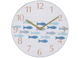 OROLOGIO MURO PESCI BLU- - ø cm.30 - 1 pezzi XTRA