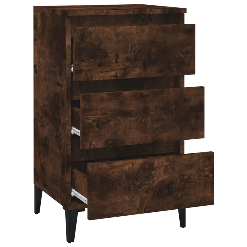 Comodino Rovere Fumo 40x35x70 cm Legno Multistrato 819673