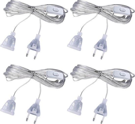 Cavo di estensione per contatti 5 m - Cavo esterno sottile - Presa di corrente trasparente - Con interruttore - Per lanterne a LED - Non per uso interno .