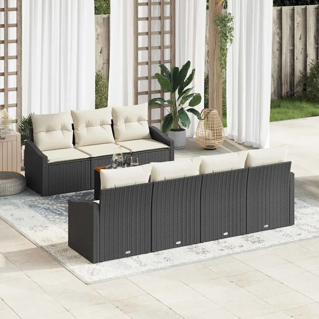 Set Divano da Giardino con cuscino 8 pcs Nero polyrattan 3347789