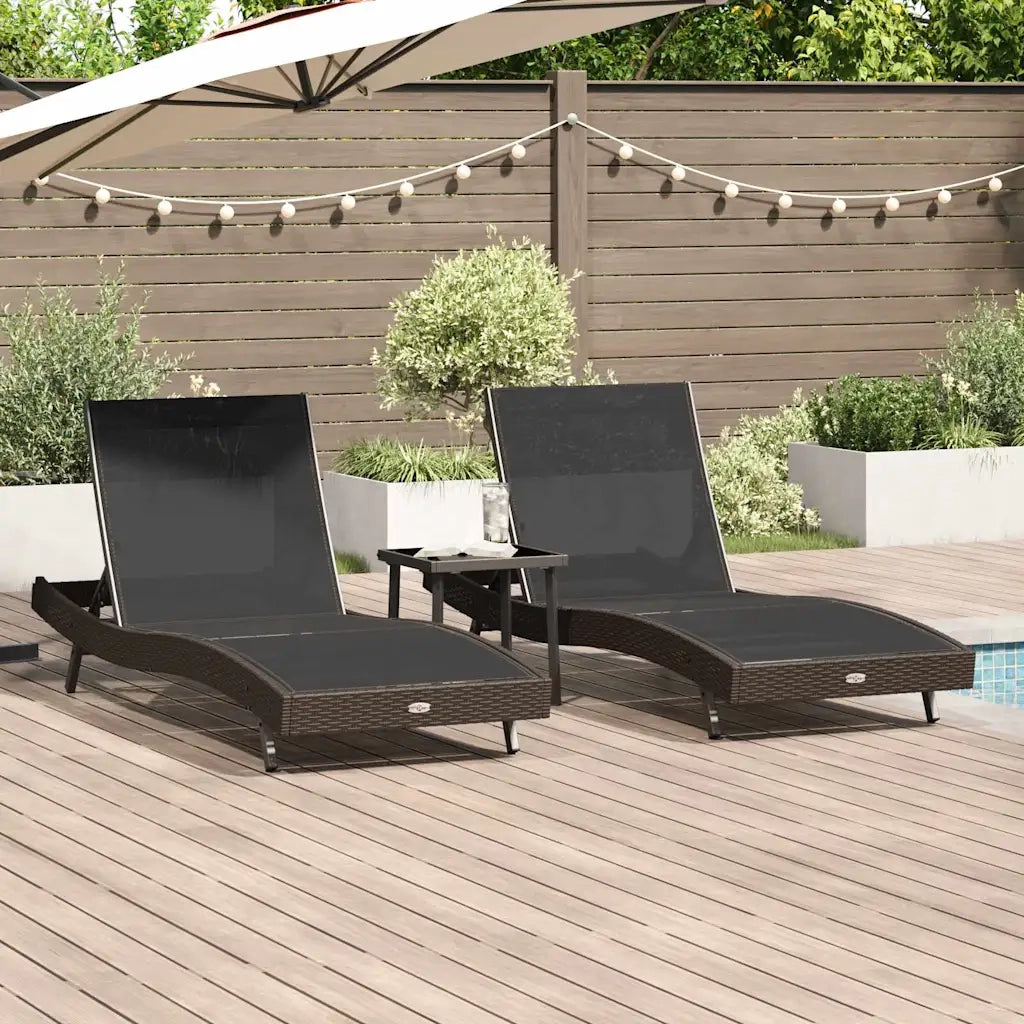 vidaXL Lettini prendisole 3 pcs Marrone 40 x 40 x 40.5 cm polyrattan