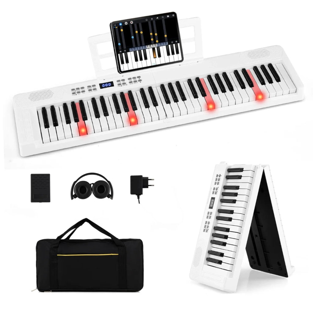 Pianoforte pieghevole per bambini 94 x 22 x 6 cm con registrazione e MIDI design moderno in bianco HIPS 20_0020753