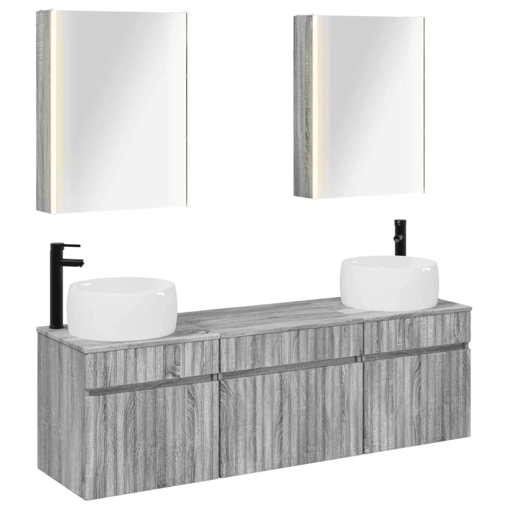 Set di Armadi da Bagno 5 pcs Sonoma grigio 53 x 15,5 x 70 cm 3406652