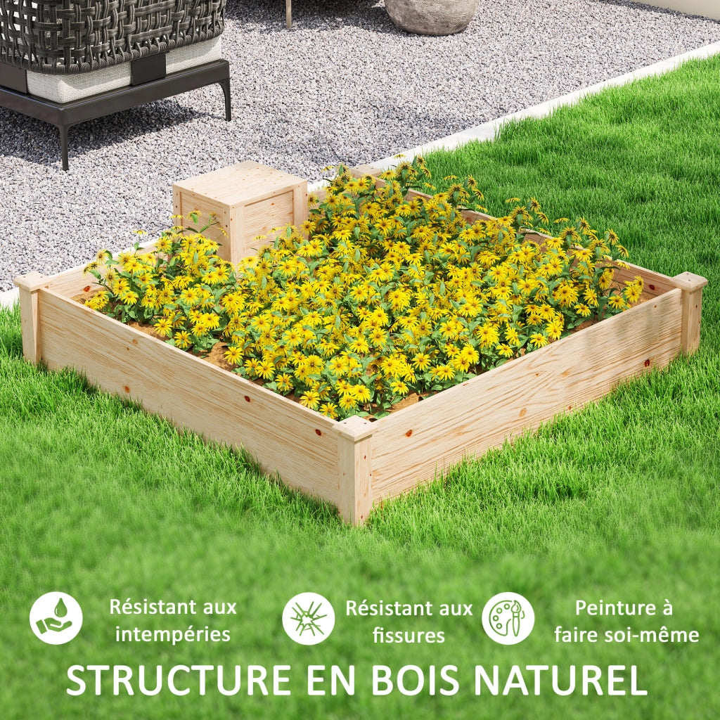 Fioriera Quadrata Legno con Compostiera ¨C Xylo ¨C 123x123x25.5 cm Naturale