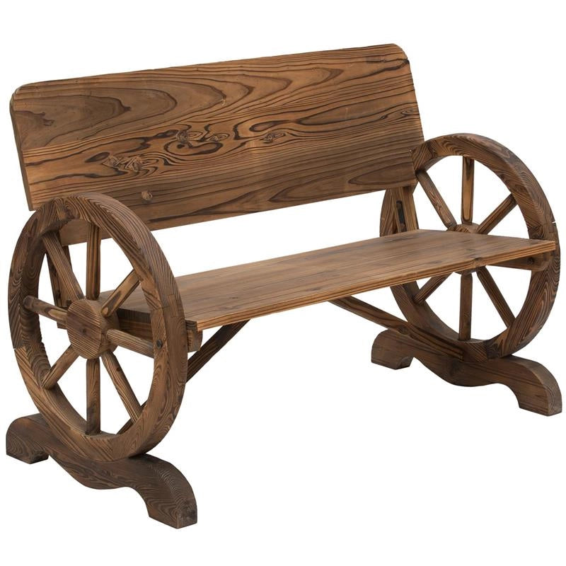 PANCA DA GIARDINO 2 POSTI CON SCHIENALE ALTO, IN LEGNO DI ABETE, 114X58X80 CM, MARRONE