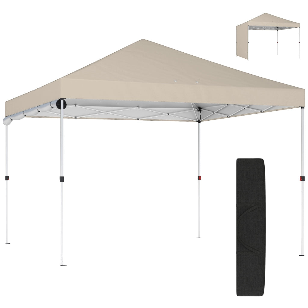 Gazebo Pieghevole Pop-Up 3x3 m con Parete Laterale, in Metallo e Tessuto Oxford, Beige